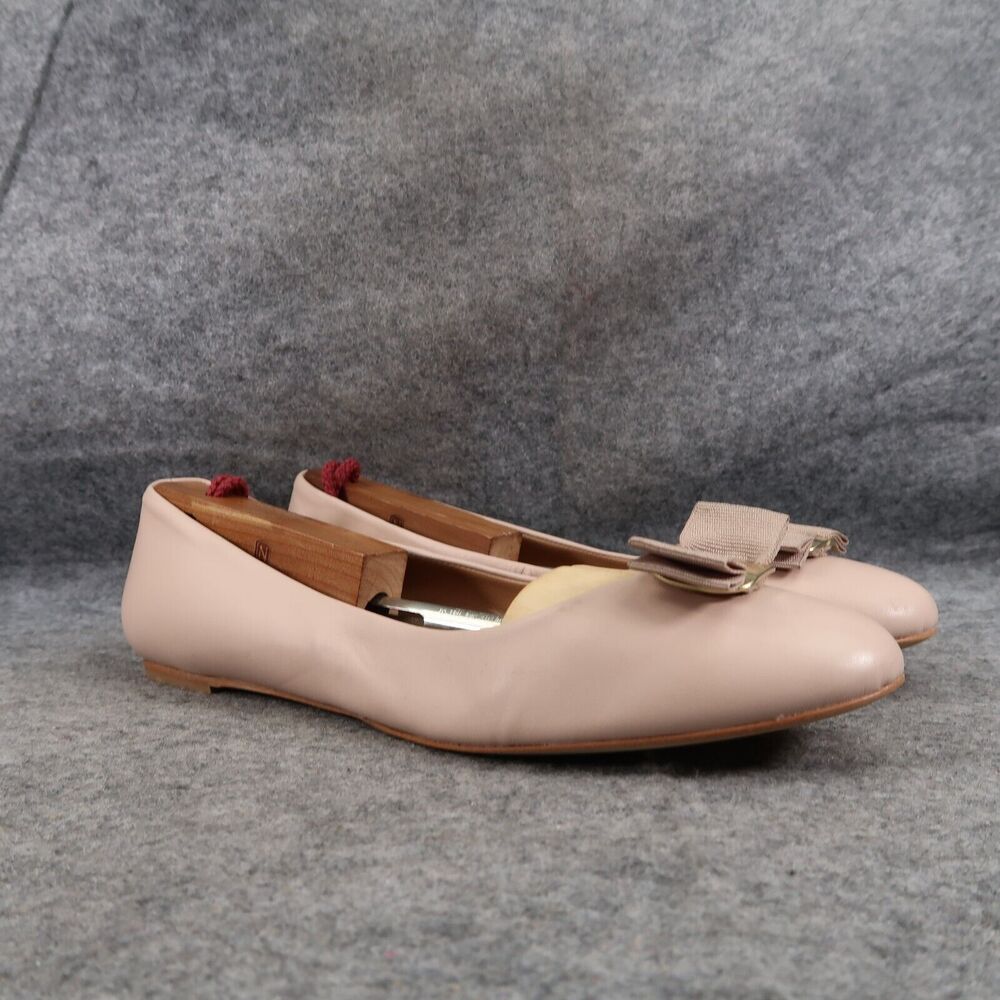 Bruno Magli Shoes Womens 39.5 Ballet Flats Leather Mina Bow Classic Career Beige